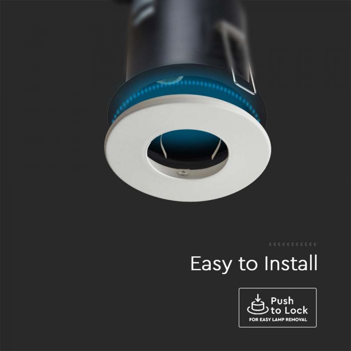 SKU-11281 CAN FOR FIRE RATED DOWNLIGHT BLACK IP20 + SKU 11277 - BEZEL FOR FIRE RATED DOWNLIGHT PUSH & LOCK WHITE IP20 5PCS/PACK