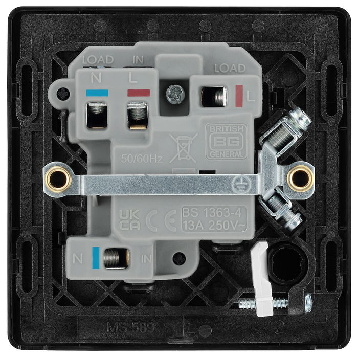 BG Evolve Matt Black 13A Switched Spur with LED and Flex Outlet PCDMB52B
