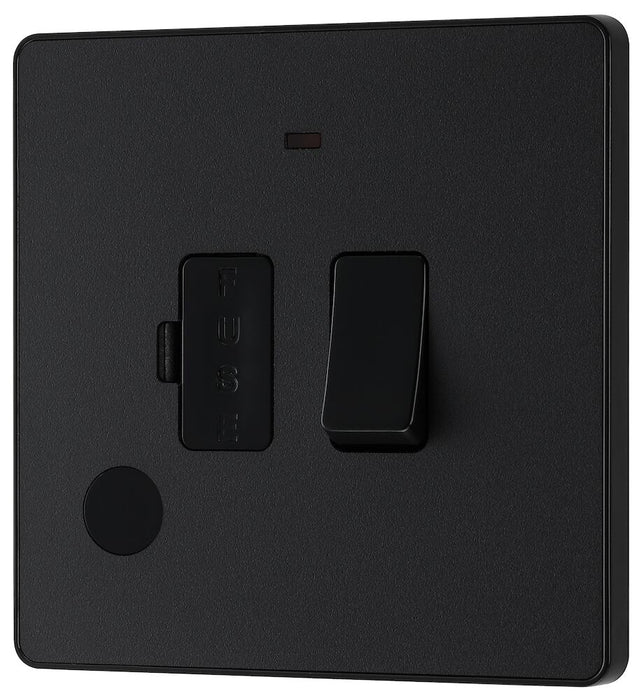 BG Evolve Matt Black 13A Switched Spur with LED and Flex Outlet PCDMB52B