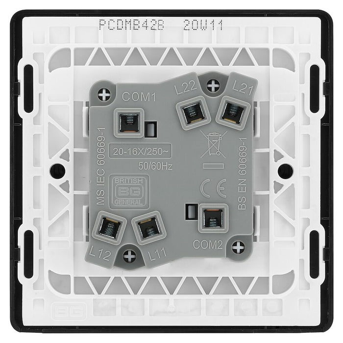 BG Evolve Matt Black 2G 2W Light Switch PCDMB42B