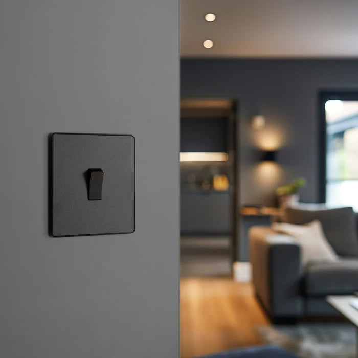 BG Evolve Matt Black 1G 2W Light Switch PCDMB12B