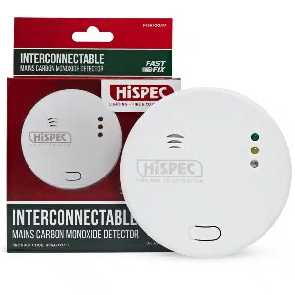 HSSA/CO/FF - Interconnectable Fast Fix Mains Carbon Monoxide Detector with 9v Battery Backup Included