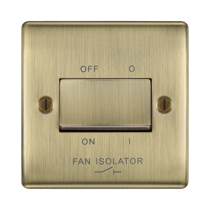 BG Nexus Metal Antique Brass Fan Isolator Switch NAB15
