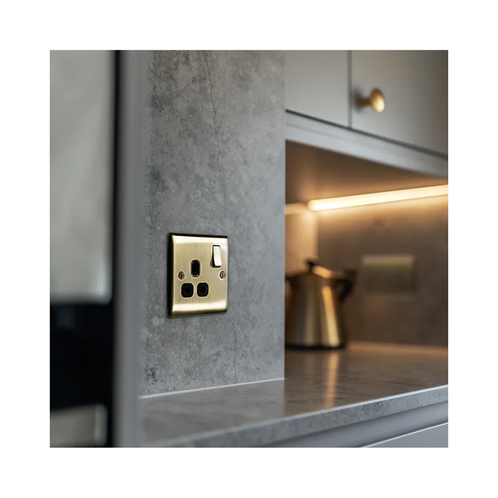 BG Nexus Metal Antique Brass 13A Single Socket NAB21B