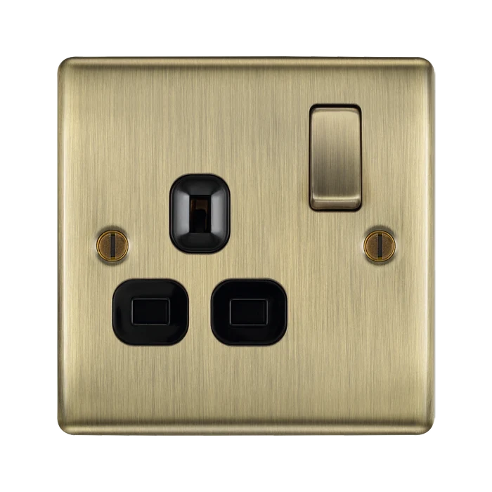 BG Nexus Metal Antique Brass 13A Single Socket NAB21B