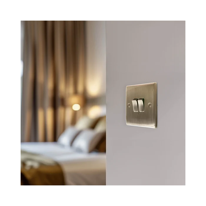 BG Nexus Metal Antique Brass 2G 2W Light Switch NAB42