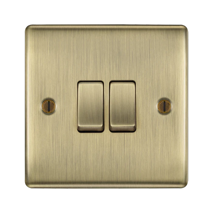 BG Nexus Metal Antique Brass 2G 2W Light Switch NAB42