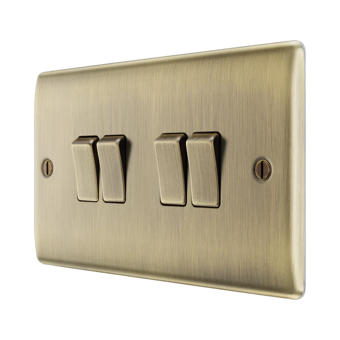 BG Nexus Metal Antique Brass 4G 2W Light Switch NAB44