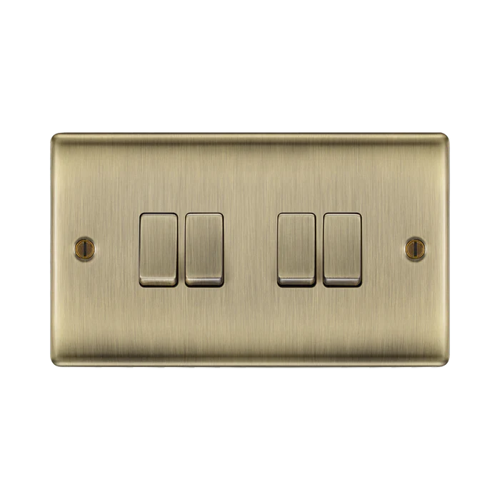 BG Nexus Metal Antique Brass 4G 2W Light Switch NAB44