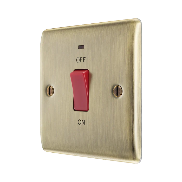 BG Nexus Metal Antique Brass 45A Cooker Switch NAB74