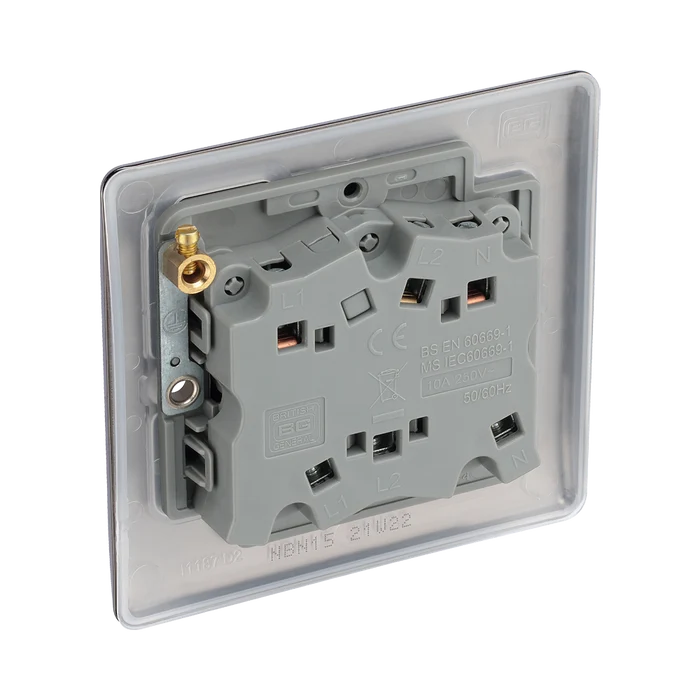 BG NBN15 Nexus Metal Black Nickel Triple Pole Fan Isolator Switch, 10A