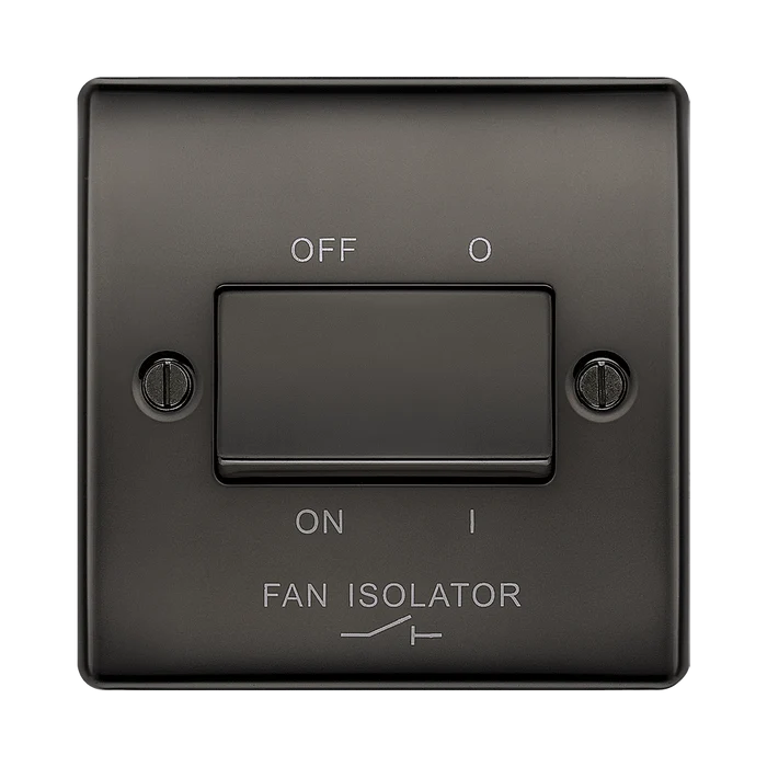 BG NBN15 Nexus Metal Black Nickel Triple Pole Fan Isolator Switch, 10A