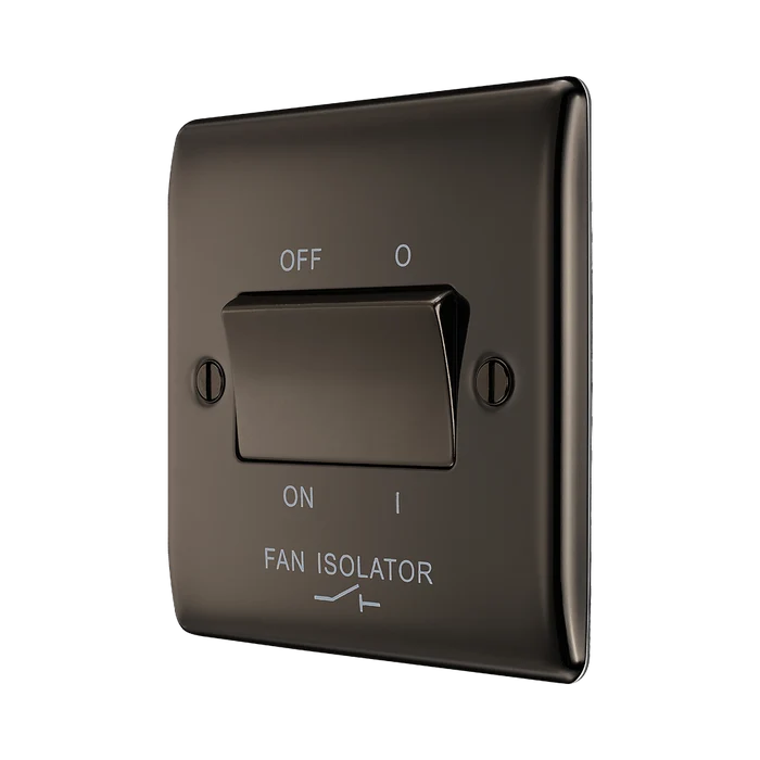 BG NBN15 Nexus Metal Black Nickel Triple Pole Fan Isolator Switch, 10A