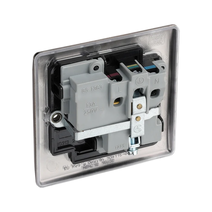BG Nexus Metal Black Nickel 13A Single Socket NBN21B