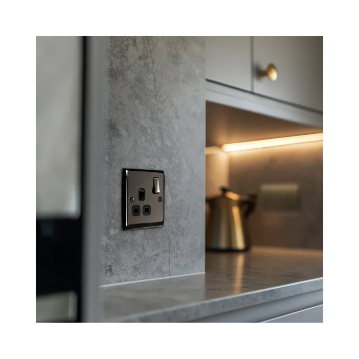 BG Nexus Metal Black Nickel 13A Single Socket NBN21B