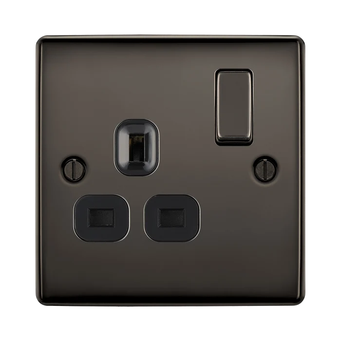 BG Nexus Metal Black Nickel 13A Single Socket NBN21B