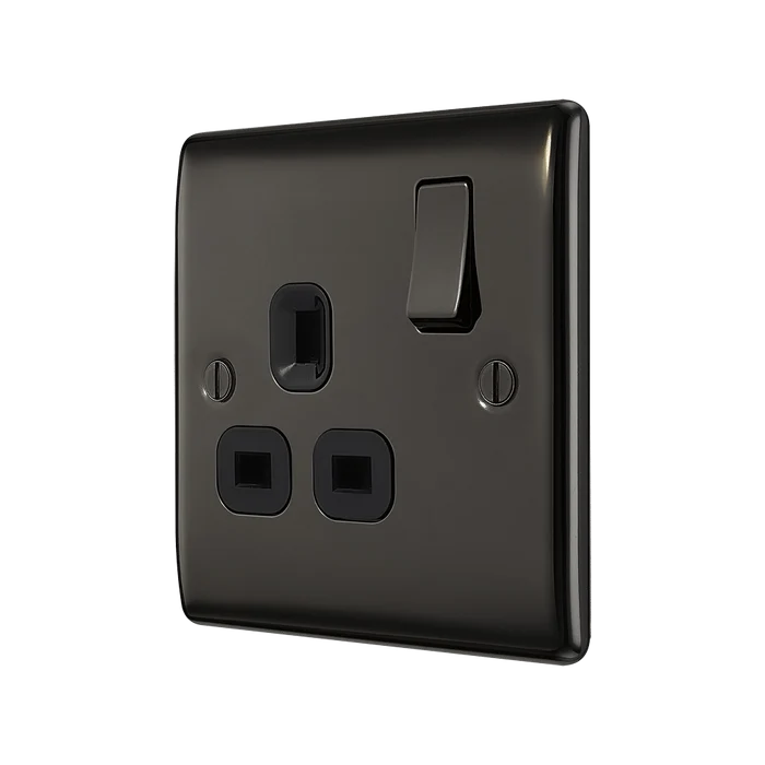 BG Nexus Metal Black Nickel 13A Single Socket NBN21B