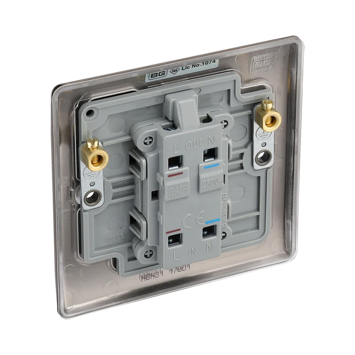 BG Nexus Metal Black Nickel 20A Double Pole Switch with Neon NBN31