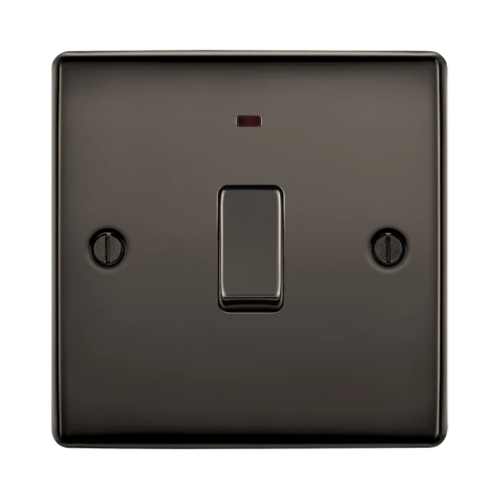 BG Nexus Metal Black Nickel 20A Double Pole Switch with Neon NBN31