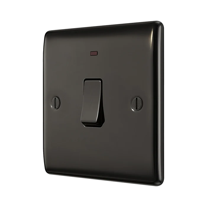 BG Nexus Metal Black Nickel 20A Double Pole Switch with Neon NBN31