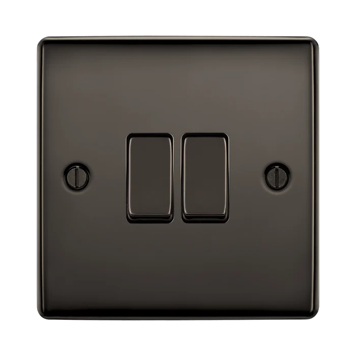 BG Nexus Metal Black Nickel 2G 2W Light Switch NBN42