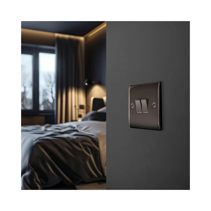 BG Nexus Metal Black Nickel 2G 2W Light Switch NBN42