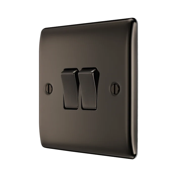 BG Nexus Metal Black Nickel 2G 2W Light Switch NBN42