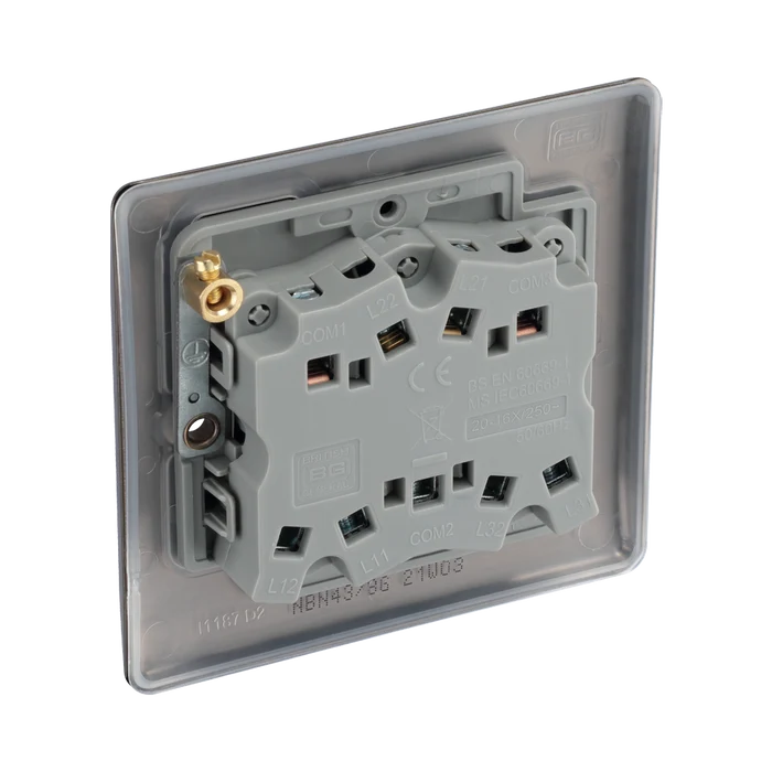 BG Nexus Metal Black Nickel 3G 2W Light Switch NBN43