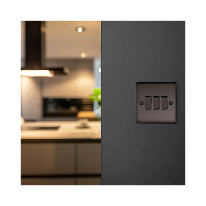 BG Nexus Metal Black Nickel 3G 2W Light Switch NBN43