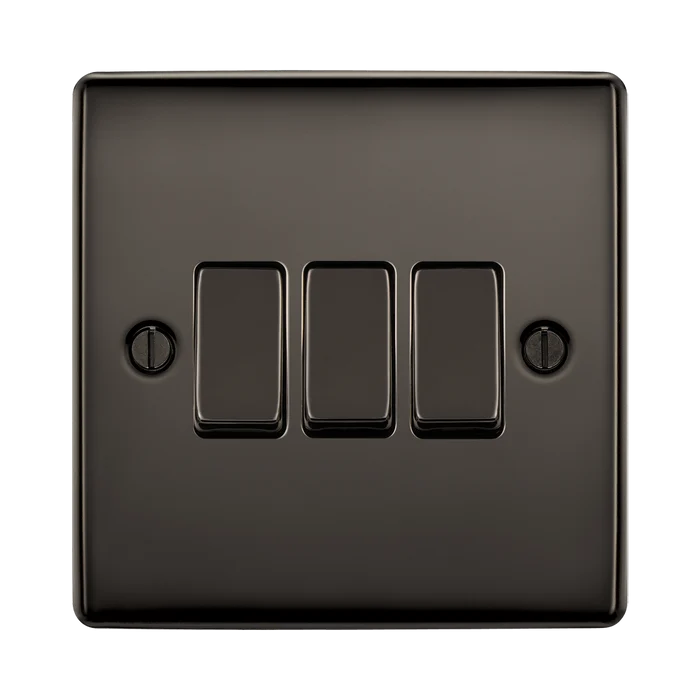 BG Nexus Metal Black Nickel 3G 2W Light Switch NBN43