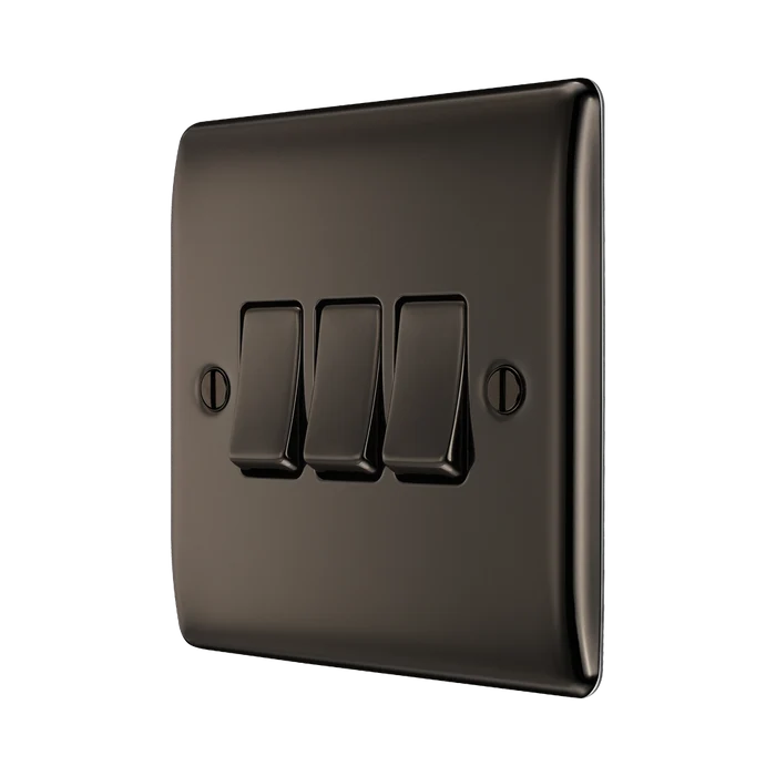 BG Nexus Metal Black Nickel 3G 2W Light Switch NBN43