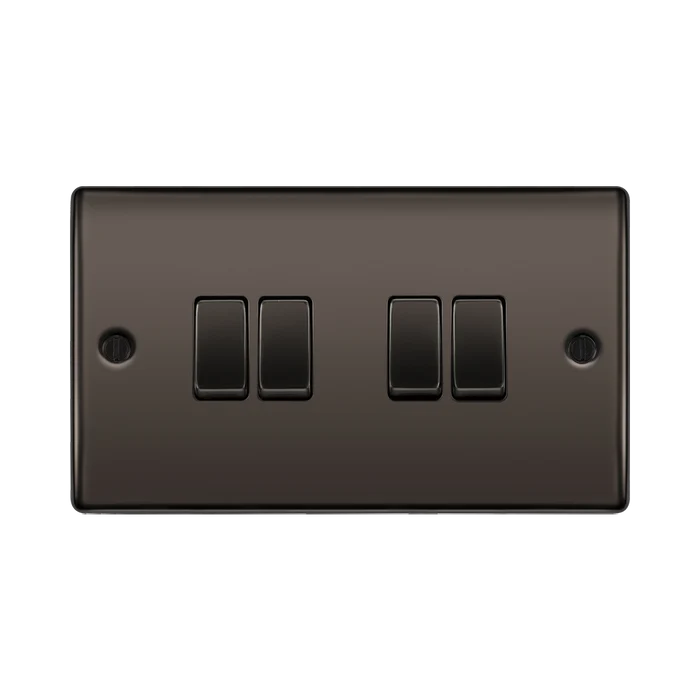 BG Nexus Metal Black Nickel 4G 2W Light Switch NBN44