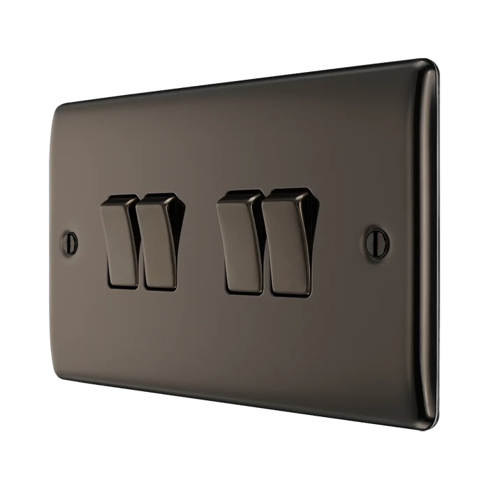 BG Nexus Metal Black Nickel 4G 2W Light Switch NBN44