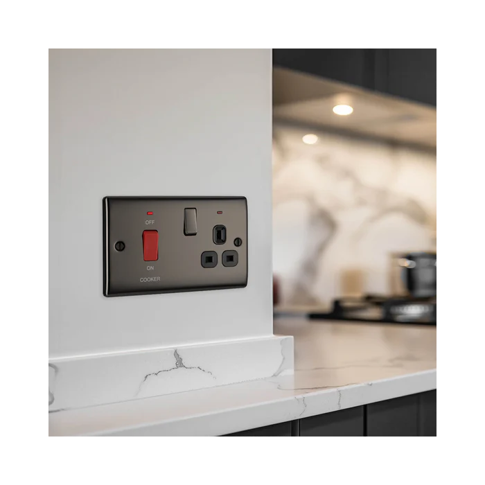 BG Nexus Metal Black Nickel Cooker Switch with 13A Socket NBN70B
