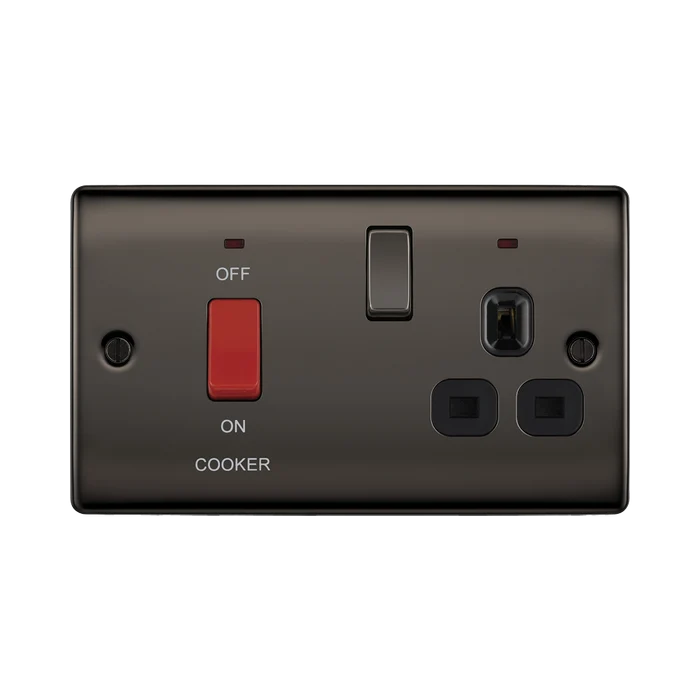 BG Nexus Metal Black Nickel Cooker Switch with 13A Socket NBN70B