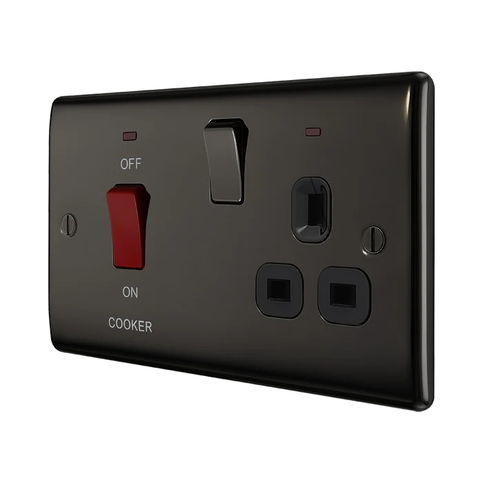 BG Nexus Metal Black Nickel Cooker Switch with 13A Socket NBN70B