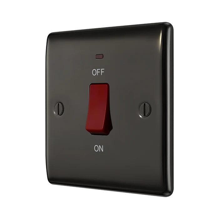 BG Nexus Metal Black Nickel 45A Double Pole Switch NBN74