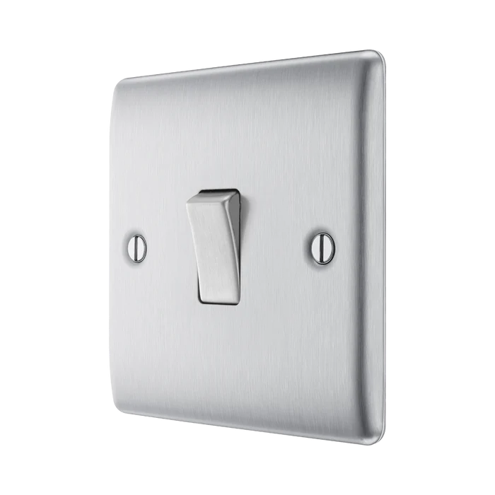 BG NBS12 Nexus Metal Brushed Steel Single Switch, 10A x 2 Way