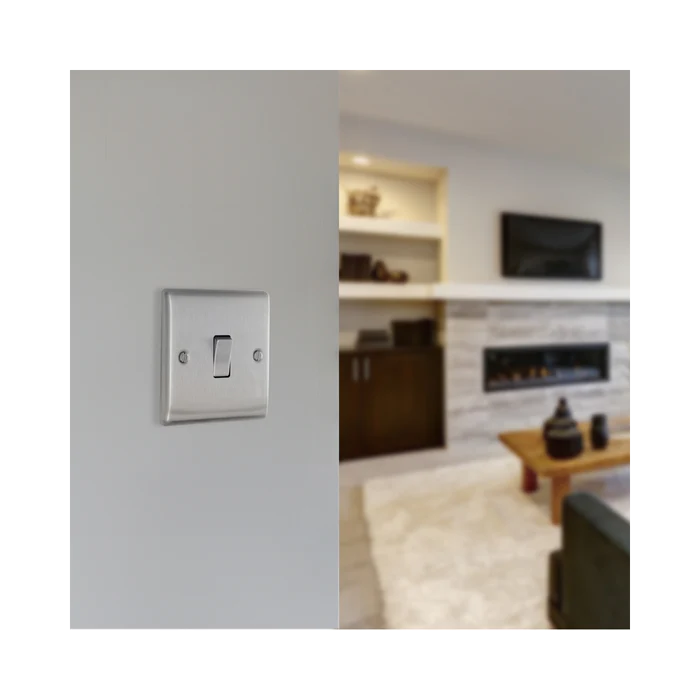 BG Nexus Metal Brushed Steel Intermediate Light Switch NBS13