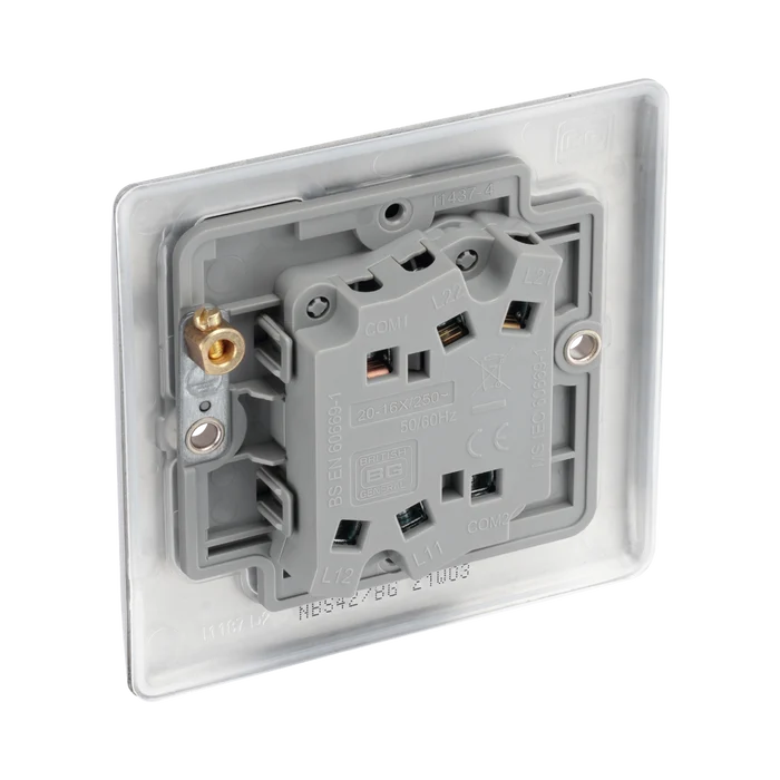 BG NBS42 Nexus Metal Brushed Steel Double Switch, 10Ax 2 Way