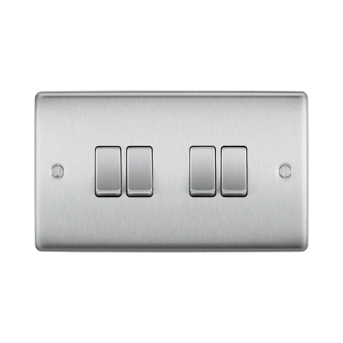 BG Nexus Metal Brushed Steel 4G 2W Light Switch NBS44