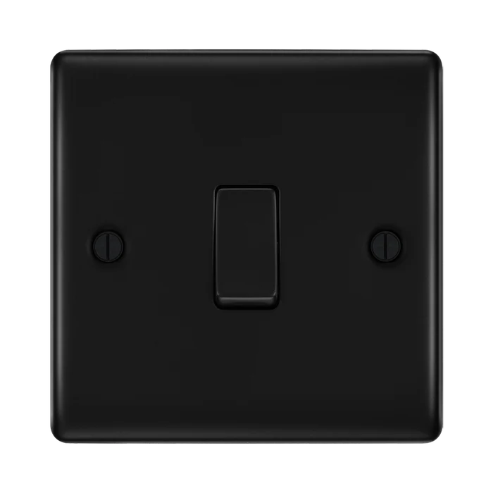 BG Nexus Metal Matt Black 1G 2W Light Switch NFB12
