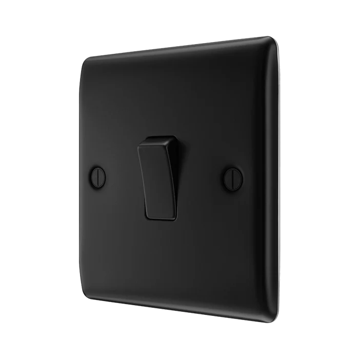 BG Nexus Metal Matt Black 1G 2W Light Switch NFB12