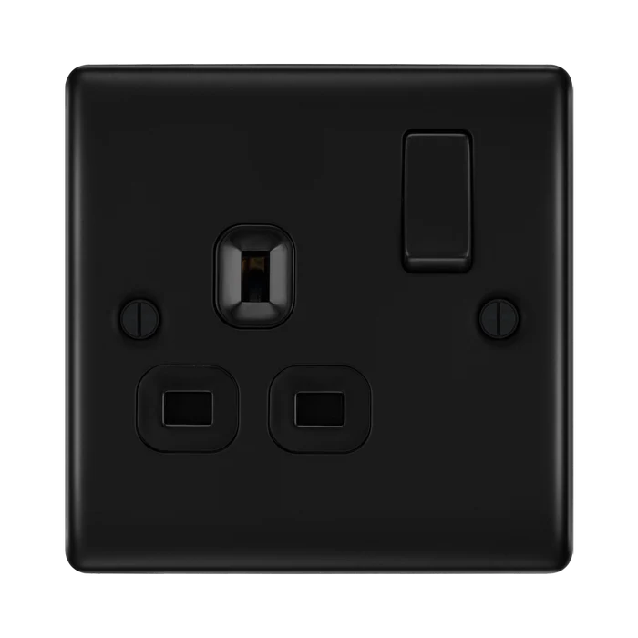 BG Nexus Metal Matt Black 13A Single Socket NFB21B