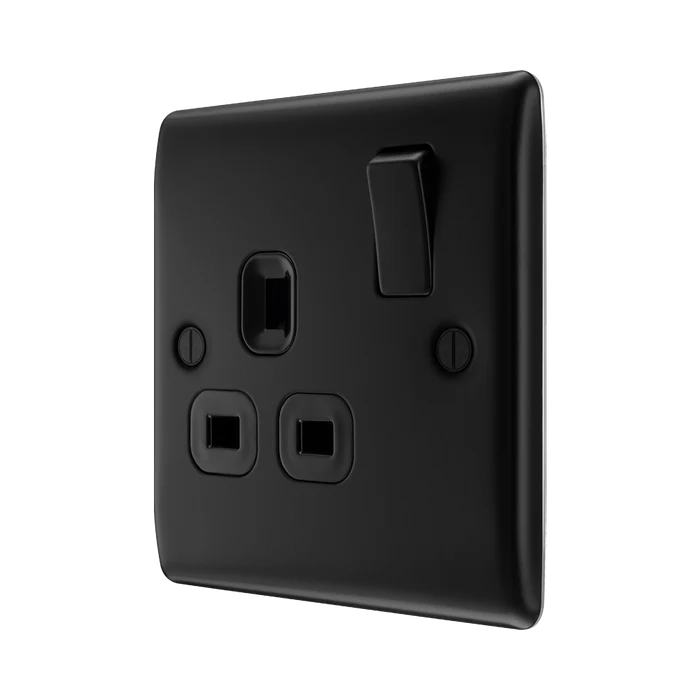 BG Nexus Metal Matt Black 13A Single Socket NFB21B