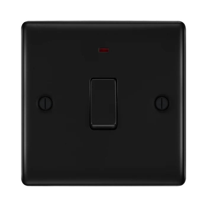 BG Nexus Metal Matt Black 20A Double Pole Switch with Neon NFB31