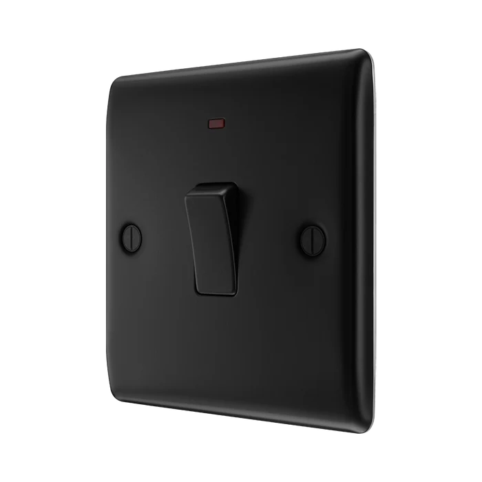 BG Nexus Metal Matt Black 20A Double Pole Switch with Neon NFB31