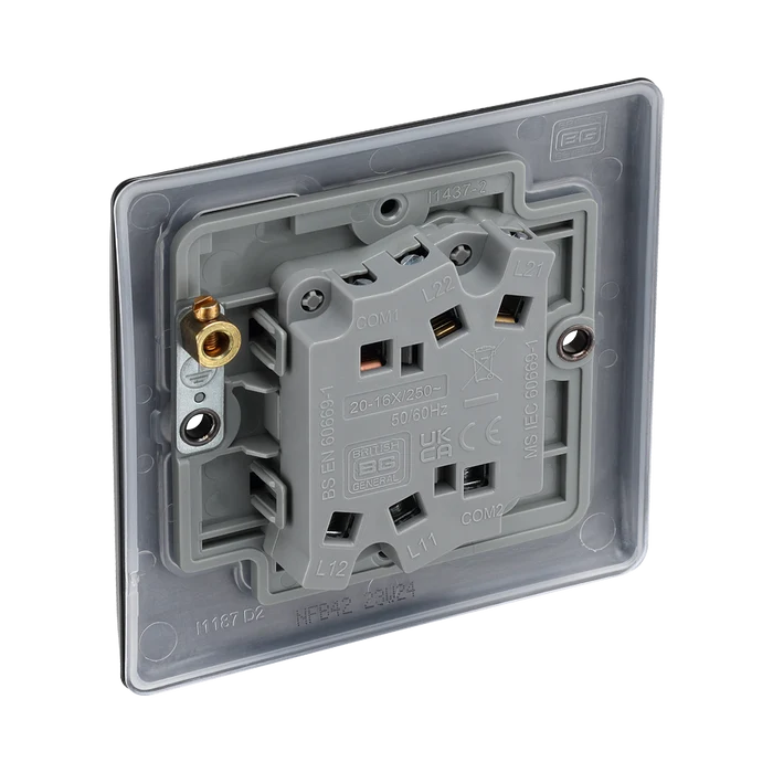 BG Nexus Metal Matt Black 2G 2W Light Switch NFB42