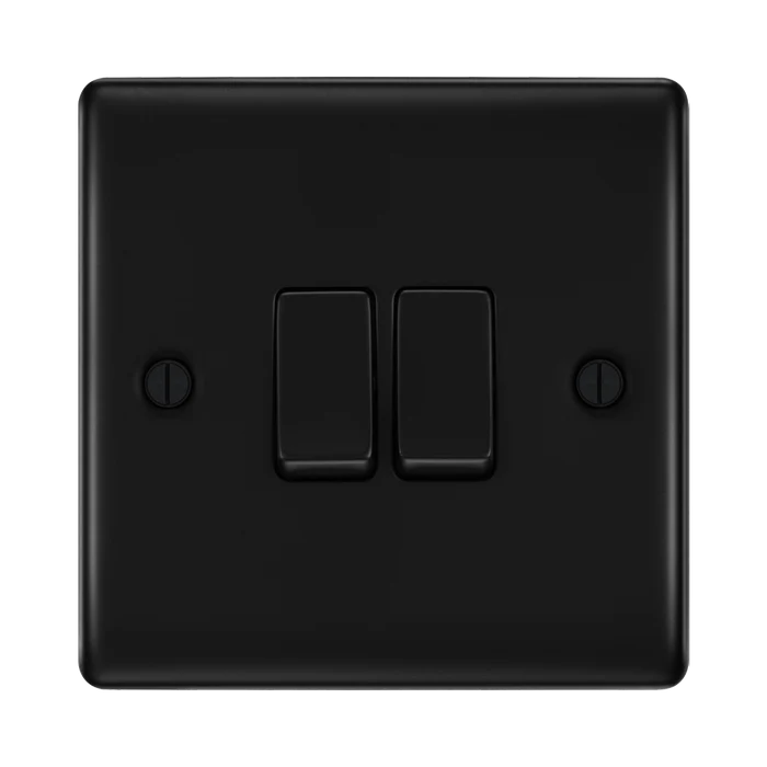 BG Nexus Metal Matt Black 2G 2W Light Switch NFB42