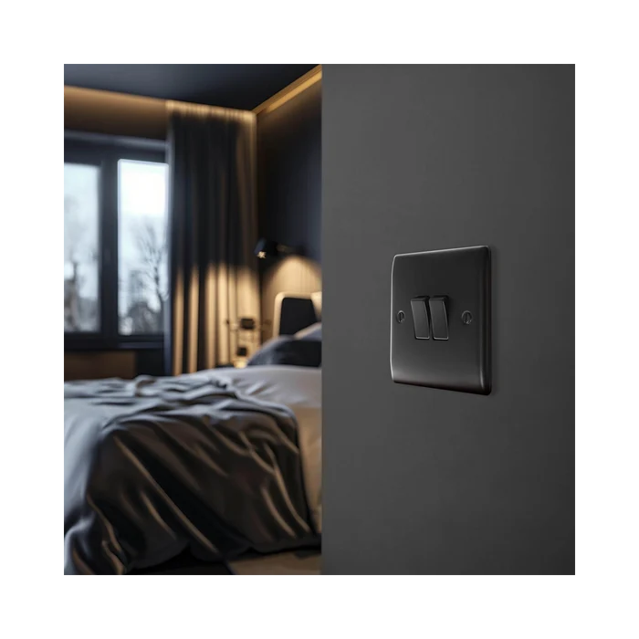 BG Nexus Metal Matt Black 2G 2W Light Switch NFB42